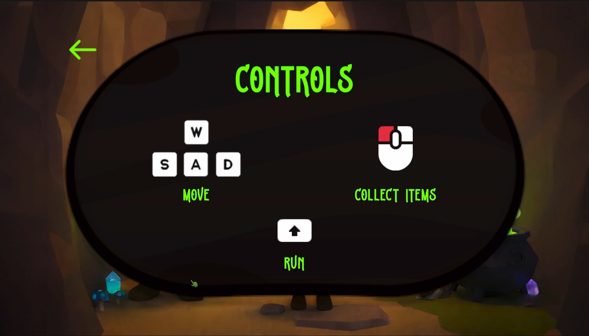 Controls screen