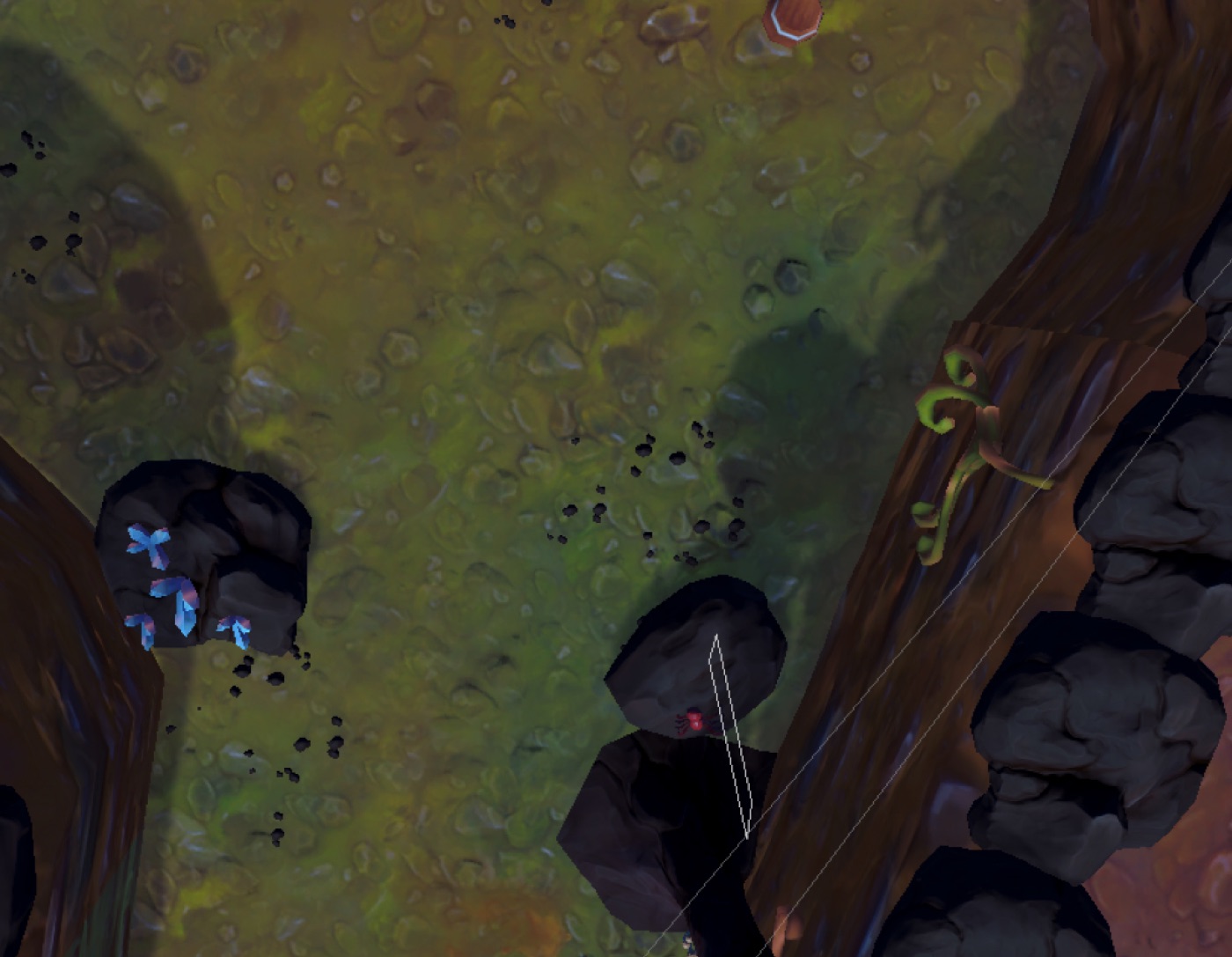 Top-down view of the painted terrain