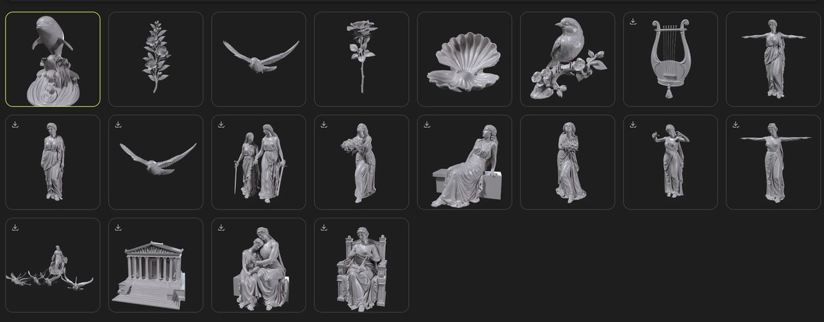 3D Assets Grid